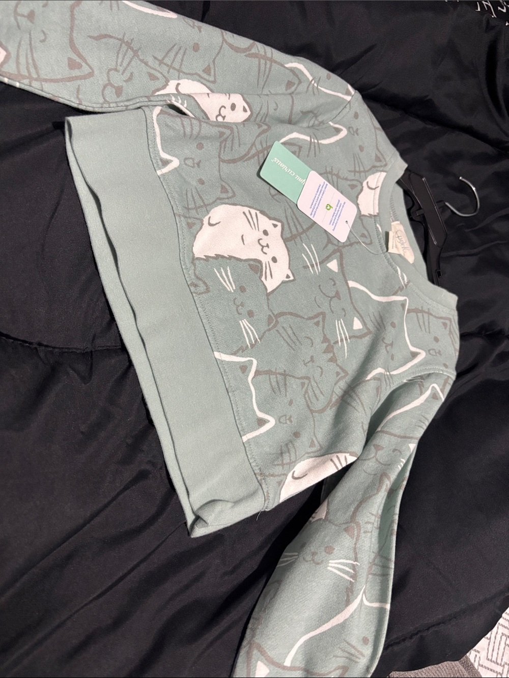 Peek Mint Cat Faces Pullover Sweatshirt